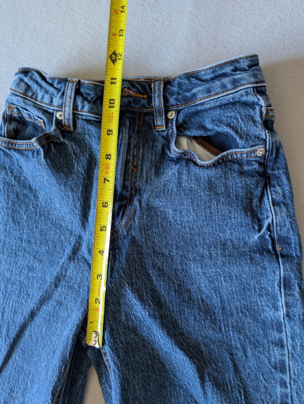 Classic High Waist Straight Blue Jeans Denim 99% Cotton 24" Cowgirl Minimalist image 5